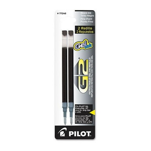 Pilot G2 Rollerball Pen Refills, Fine Point, 0.7 mm, Black Ink, 2 Count, 3 Pack
