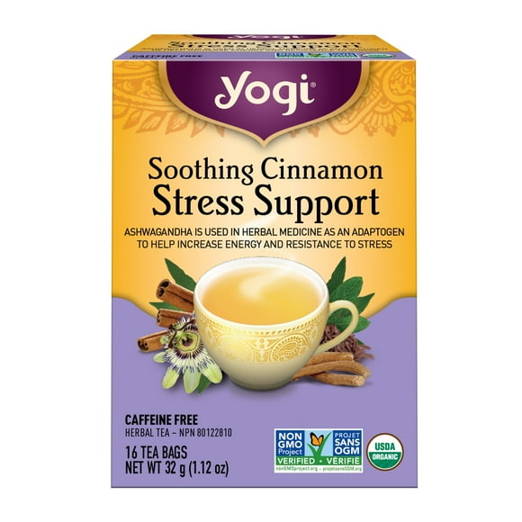 Yogi apaisant à la cannelle anti-stress, sachets de tisane sans caféine, 16 pièces Thé apaisant la cannelle Yogi