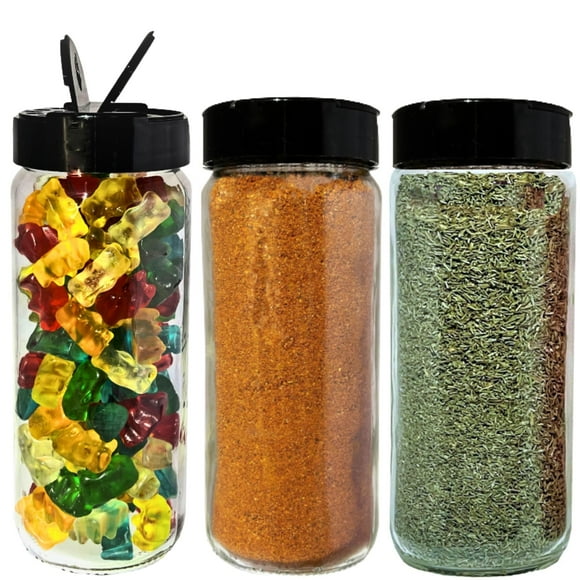 Especieros De Vidrio Premium – Dispensador Versátil De Condimentos Y Especias De 16 Oz Con Tapas Tamizadoras Para Palomitas De Maíz, Queso, Canela Y Sal, Fabricado En Estados Unidos Por Jarming Collec