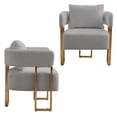 thumbnail image 7 of Peispie Modern Accent Chair Set of 2, Upholstered Teddy Fleece Comfy Reception Chair, Elegant Gold Metal Leg Living Room Chair & Lounge Bedroom Chair, Cozy Vanity Chair for Home Office, Grey, 7 of 7