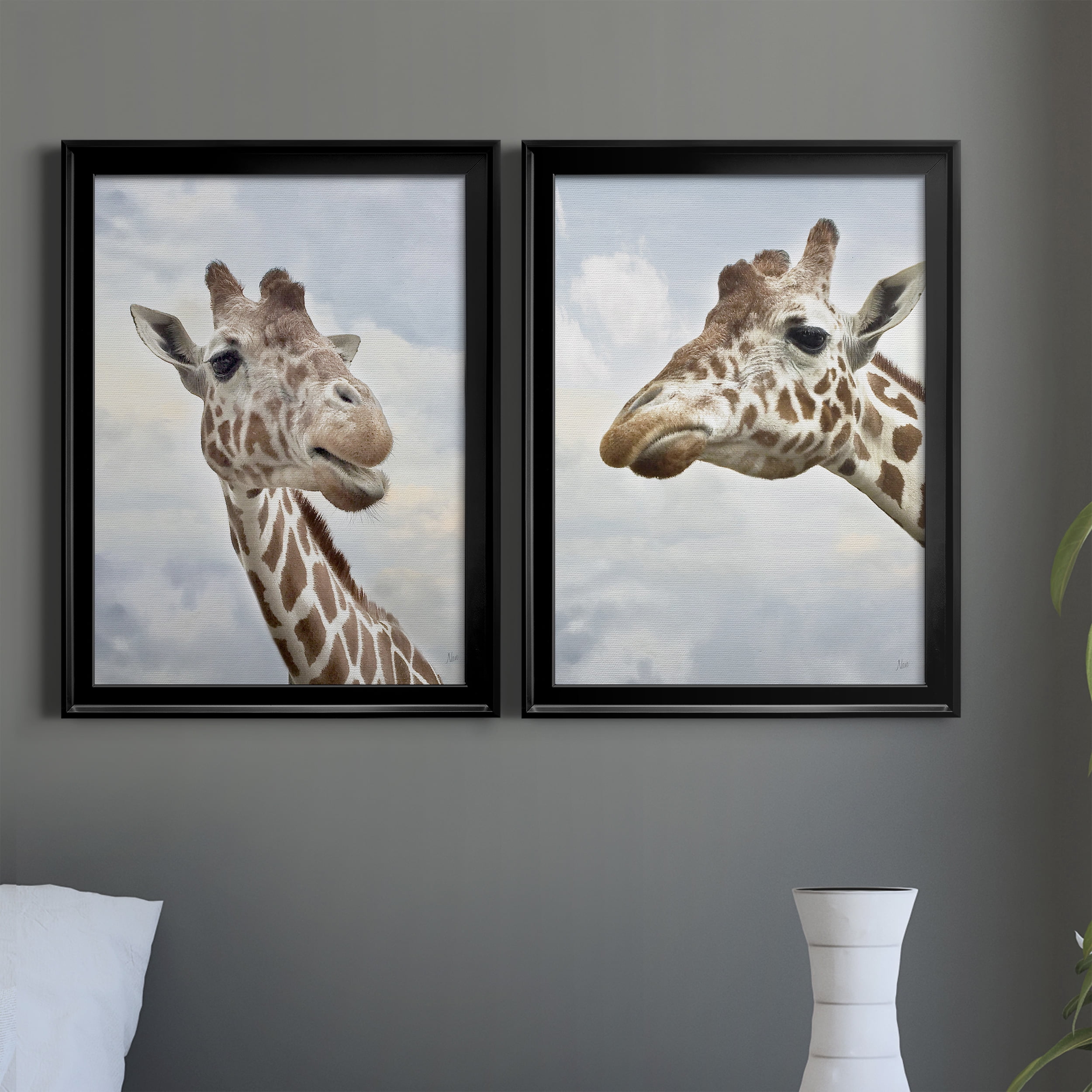 2 Piece Set Smiley Premium Framed Canvas - Ready to Hang - 22.5 x 30.5 Each - Black Frame