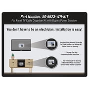 Datacomm Electronics 50-6623-WH-KIT Flat Panel TV Cable Organizer Kit With Duplex Power Solution