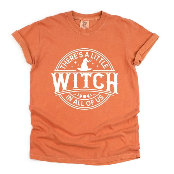 A Little Witch In All Of Us - Women's Garment Dyed Graphic T-Shirt