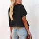 thumbnail image 3 of Blusa holgada con escote en V, mangas cortas y lazo en la parte delantera para fiestas, talla XXL, color negro, con dobladillo con volantes, 3 of 6