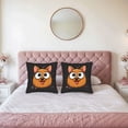 thumbnail image 2 of Set of 2 18x18in Throw Pillow Covers featuring a playful cartoon dog with expressive eyes and pink hearts perfect for couch bed or car, 2 of 8