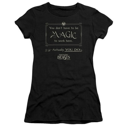 Fantastic Beasts - Magic To Work Here - Juniors Teen Girls Cap Sleeve Shirt - (Best Shirts For Girls)