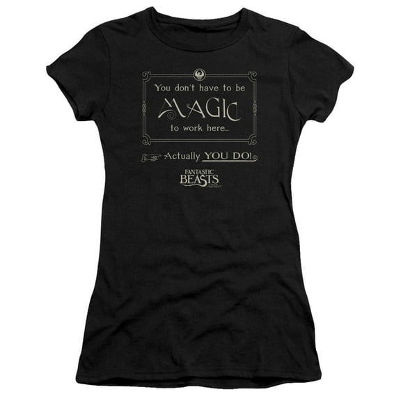 Fantastic Beasts Magic To Work Here S/S Junior Women's T-Shirt Sheer Black