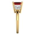 thumbnail image 3 of Clara Pucci 14K Yellow Gold Solid Gold Ruby Three-Stone Anniversary Ring for Women - 4 cttw Square Emerald Cut, 3 of 7
