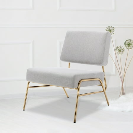 

Hot selling metal frame slipper chair armless fashion high-end gray linen leisure chair