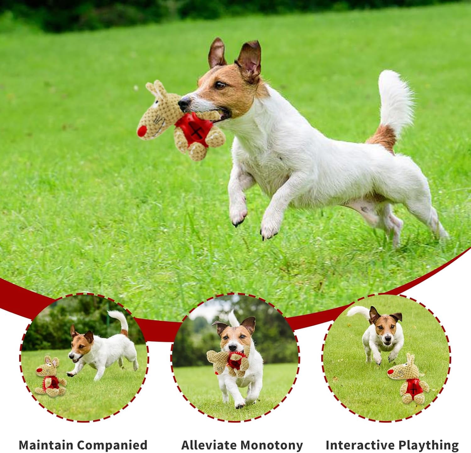 Dog Squeaky Toys, Interactive Durable Plush Dog Toy with Squeaker and Crinkle Paper, Natural Rubber Chew Puzzle Dog Toys  for Puppy Small Middle Large Dogs, Soft Pet Toys