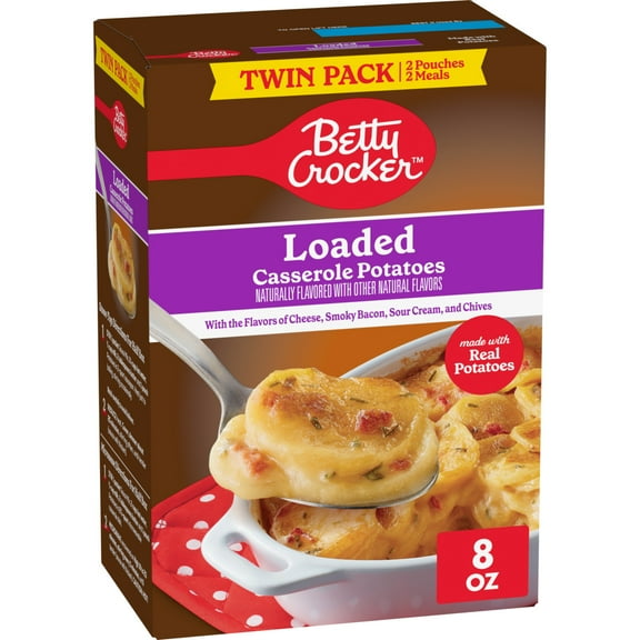 Betty Crocker Loaded Casserole Potatoes, Made with Real Cheese, Twin Pack, 8 oz Box