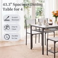 thumbnail image 3 of Ktaxon 4 Pcs Dining Table Set, Dinning Set for 4 with 2 Chairs and Bench, Dinner Table with Storage Rack, Nesting Furniture Set for Dining Room, Restaurant, White Marble, 3 of 9