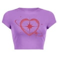 thumbnail image 4 of TSADFHJI Hauts en Chiffon pour Femmes Plus Mode Décontractée Imprimée Col Rond Manches Courtes Ajusté T-Shirts m Violet, 4 of 4