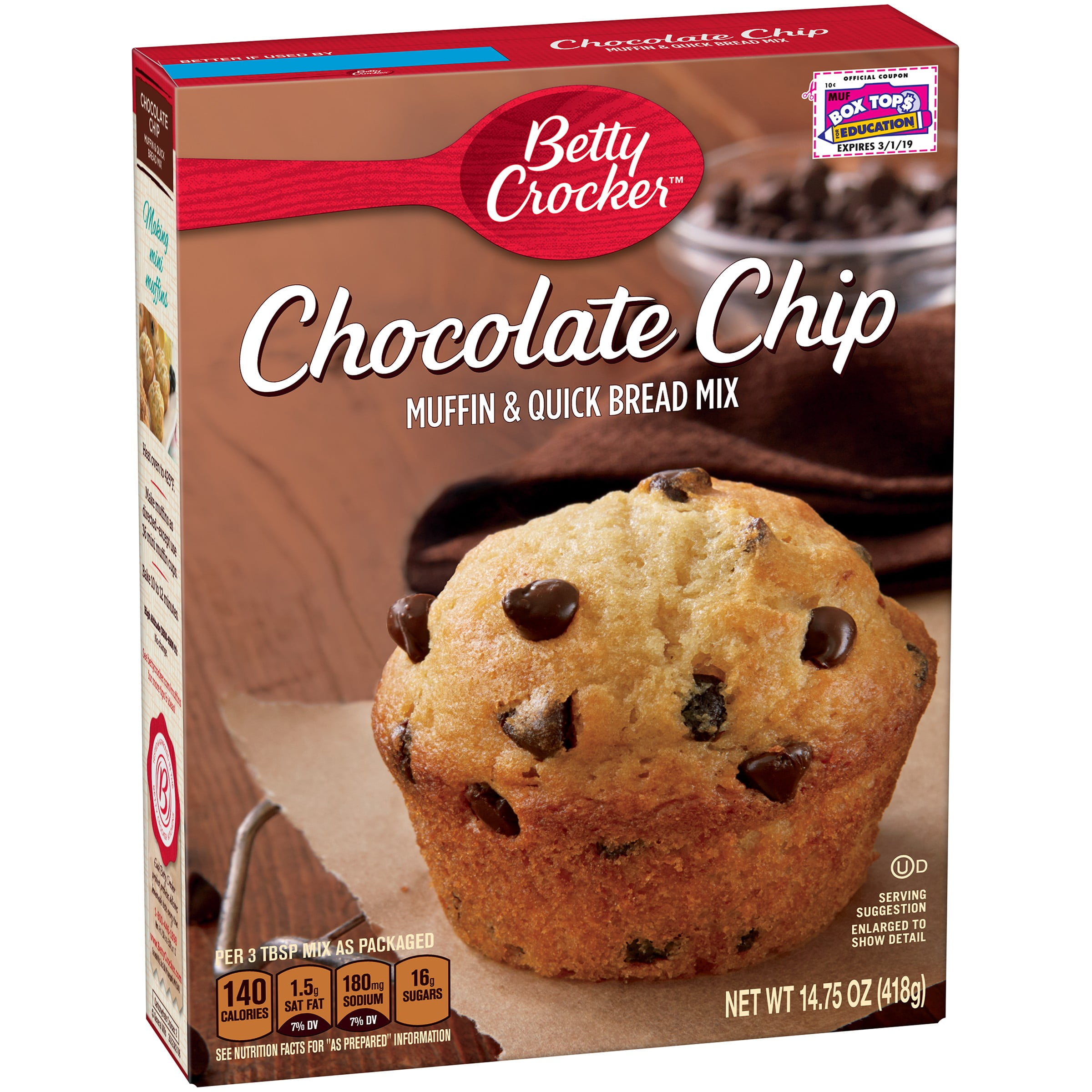 Betty Crocker Muffin & Quick Bread Mix Chocolate Chip 14.75 oz Box by General Mills Sales, Inc.