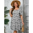 thumbnail image 2 of SHOWMALL Women's Plus Casual Dresses Short Swing Beach Sundress with Pockets 2X Grey Sakura, 2 of 11