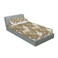 thumbnail image 2 of Ambesonne Floral Fitted Sheet & Pillow Sham Set, Ornament Flower Colorful, Twin, Sepia Amber Grey, 2 of 2