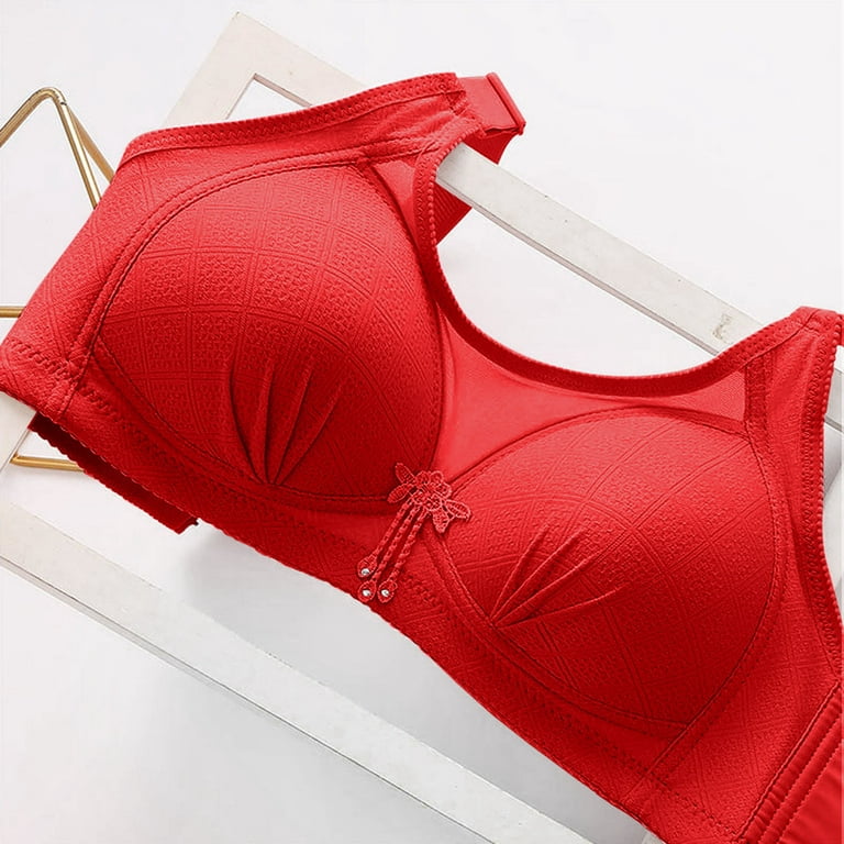 Bigersell Women's Bras No Underwire On Sale Women Bras Full-Coverage Soft  Bra Style B2405 V-Neck Seamless Bras Hook and Eye Bra Closure Tall Size Full  Figure Bras for Women Plus Size Red