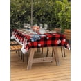 thumbnail image 2 of Outdoor Tablecloth with Umbrella Hole and Zipper, Red Black Plaid Christmas Trucks Rectangle Table Cloth 60x120 Inch Waterproof Tablecloth, Xmas Tree Gifts Snowflake Picnic Table Cover for Patio, 2 of 7