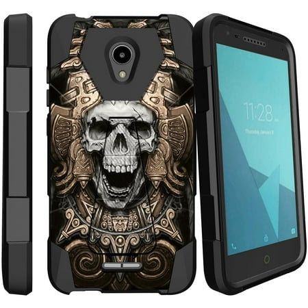 Alcatel Raven LTE / IdealXcite Hybrid Kickstand Case [Hybrid Case w/ Custom Printed Design Artwork] Dual-Layer Design Case w/ Built-in Kickstand for IdealXcite Phone - Warrior