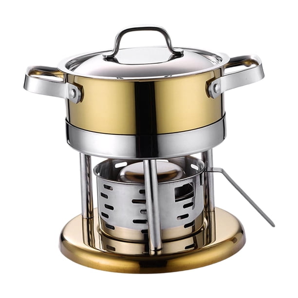 Olla para estufa de alcohol, olla duradera de acero inoxidable, utensilios de cocina, olla individual, sopa Oro