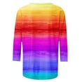 thumbnail image 5 of Dazajoo Tie Dye Tops for Women 3/4 Sleeve Striped Round Neck T-Shirts 2024 Summer Womens Dressy Casual Colorful Printed Blouses,Hot Pink,S, 5 of 5