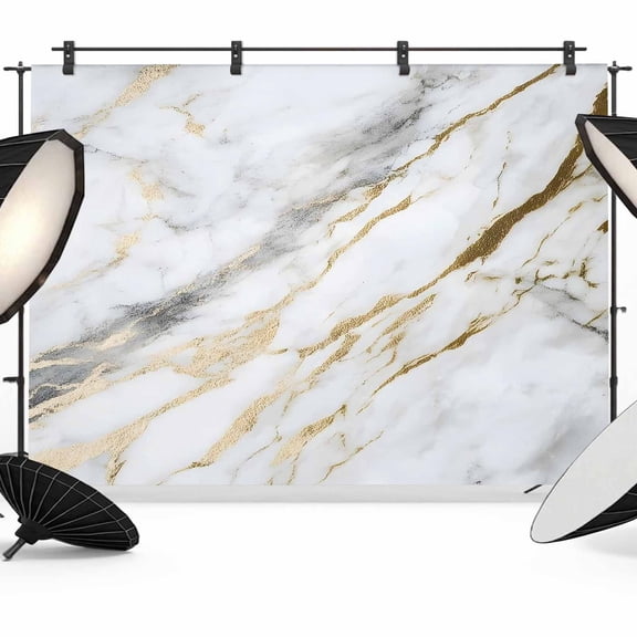 White Grey Gold Marble Backdrop for Photography, Abstract Modern Cracked Stone Texture Photo Backdrop Portrait Background Party Banner Photo Backgrounds for Studio Booth Props, 7x5ft
