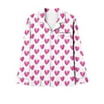 thumbnail image 7 of NSLGXD Women's Heart Print Pajamas Sets Long Sleeve Button Up Shirts and Lounge Pants Fall Outfits Valentine's Day 2 piece Pjs Sets with Pocket, 7 of 7