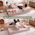 thumbnail image 3 of Muumblus 78" Corduroy Loveseat Cloud Sofa , Queen Size Convertible Slpper Couch Bed for Living Room, Pink, 3 of 7