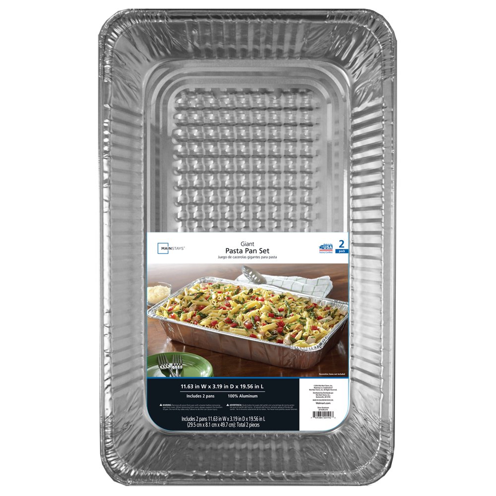 Mainstays Giant Size Rectangular Aluminum Foil Pasta Pans, 2 Count