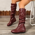 thumbnail image 5 of Mepaouo Women's Slouchy Knee High Boots Low Hidden Wedge Pull on Tall Long Boot for Winter Office Work, 5 of 9