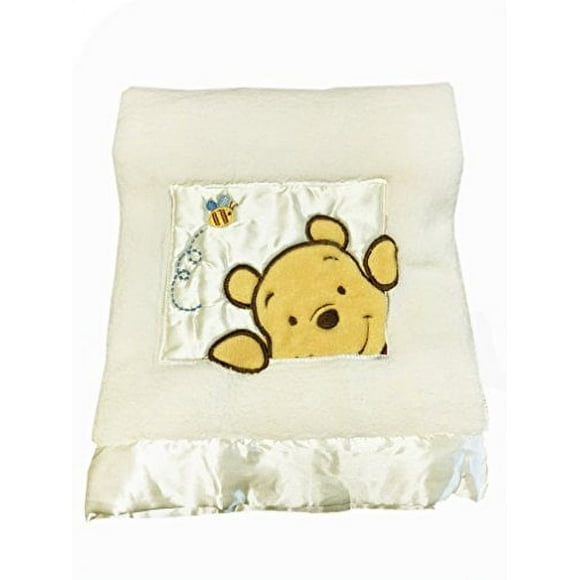 Danica Soft Coral Fleece Baby Blanket, Cute Animal Pattern, 40" X 30" Cozy, Comfortable & Warm (Ivory Winnie The Pooh B)