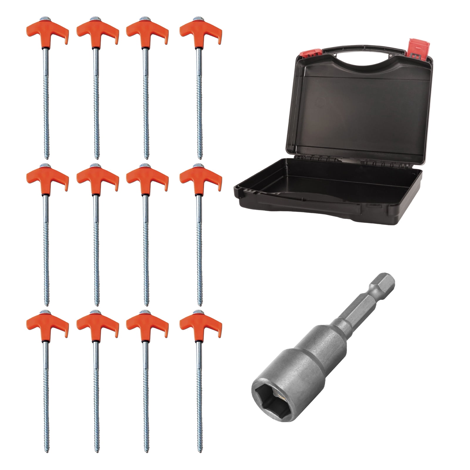 12 Pcs Tent Stakes with Hexagonal Sleeves And Storage Box 8 Inch Heavy Duty Non-Rust Metal Tent Pegs Ground Stakes Tent Spikes for Camping Patio Garden Canopies Grassland Outdoor