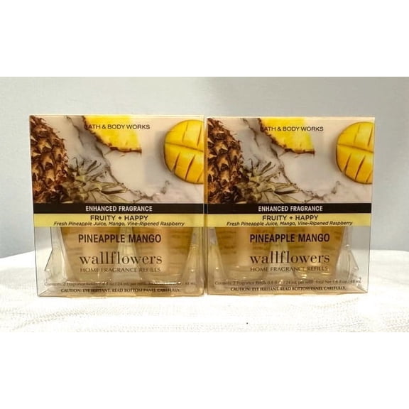 Bath & Body Works Pineapple Mango Wallflowers Home Fragrance Refills, 0.8 fl oz each - 4 Refills