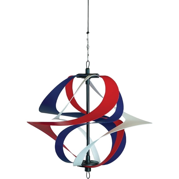 In the Breeze 2478 — Red, White and Blue Poly Vortex Single Spinner — Mesmerizing and Colorful Hanging Wind Spinner