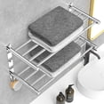 thumbnail image 2 of Caximsy Barra De Toalla Ajustable Para Montaje En Pared De Baño Toallero De Ducha Adhesivo De 17-30,7 Pulgadas Toallero De Baño De Acero Inoxidable Para Inodoro Cocina Colgador De Toalla Doble (Toalle, 2 of 5