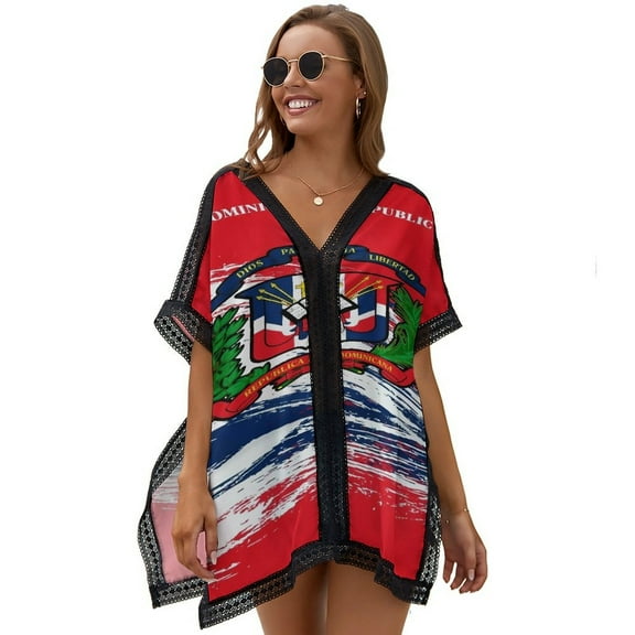 Dominican Republic Beach Cover Ups for Women Bathing Suit Cover Up Lace Bikini Swimsuit Coverup Beach Dress Shirt One Size
