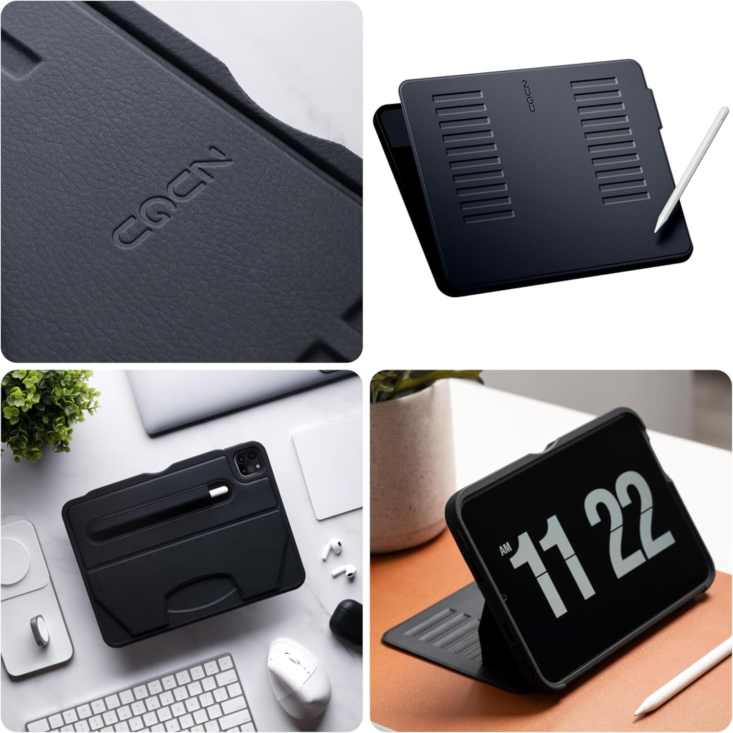 for iPad Pro 12.9 Case 5th / 6th Generation Stand 2021/2022, Slim Protective Cover with Wireless Apple Pencil Charging, Magnetic & Sleep/Wake Cover, Stealth Black