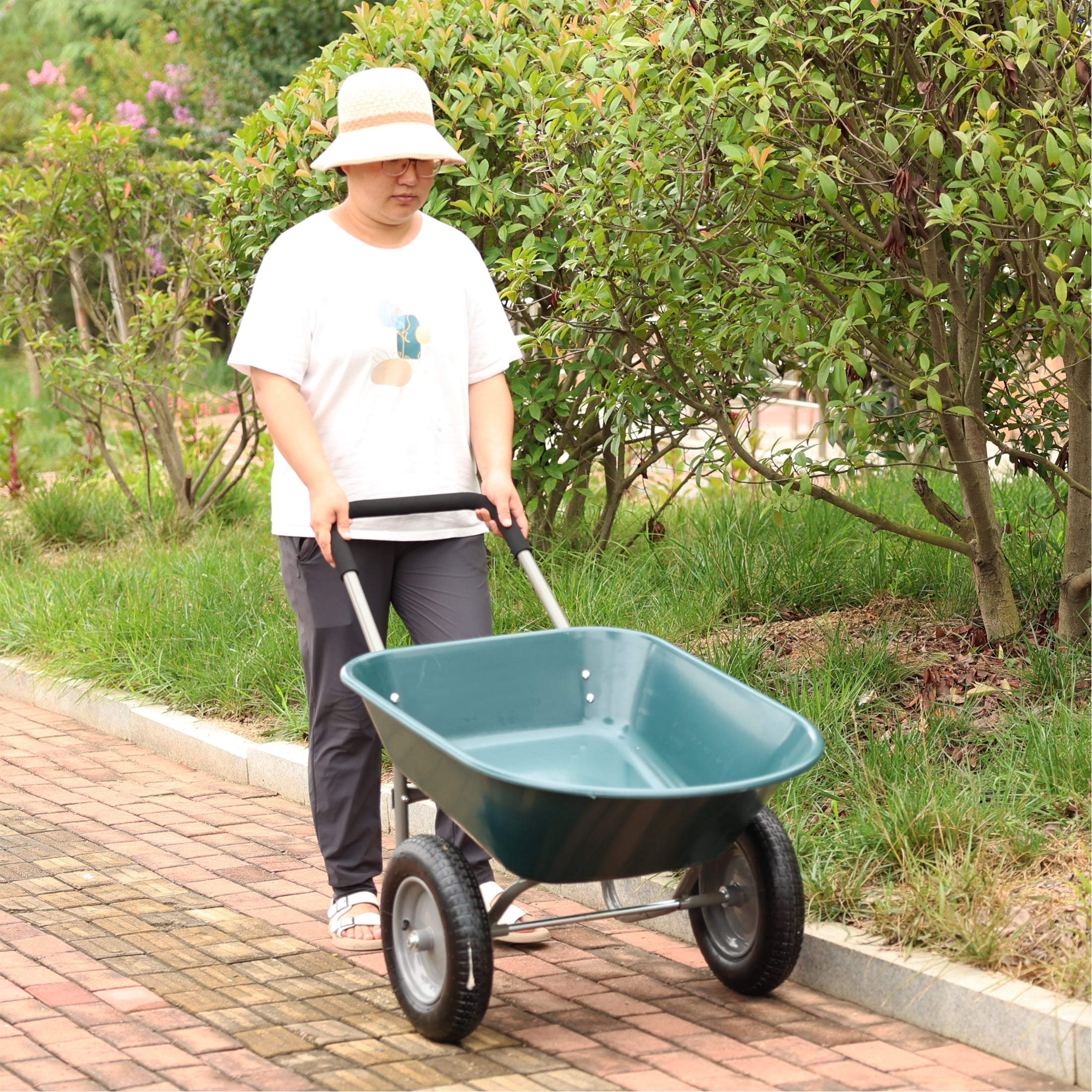 Dolly, wheel barrow Two wheeled trolley for green garden 15 inch pneumatic wheel WB1001GN, Green Hand Truck,Abs+Steel(Q235) Furniture Dolly, Auto Parts & Transport Hand Trucks & Dollies
