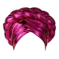 thumbnail image 2 of Fashion Women Beading Braid Hat Muslim Ruffle Cancer Wrap Cap Sleep Caps Satin Lined Hair Bonnets, 2 of 4