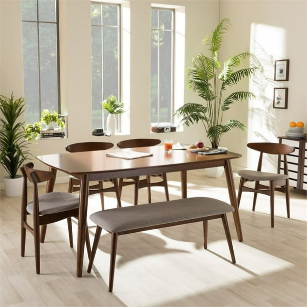 Hawthorne Collection 6 Piece Dining Set in Medium Brown