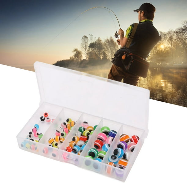 100PCS Fishing Beads Hard Resin Fish Eye Designed with Storage Box