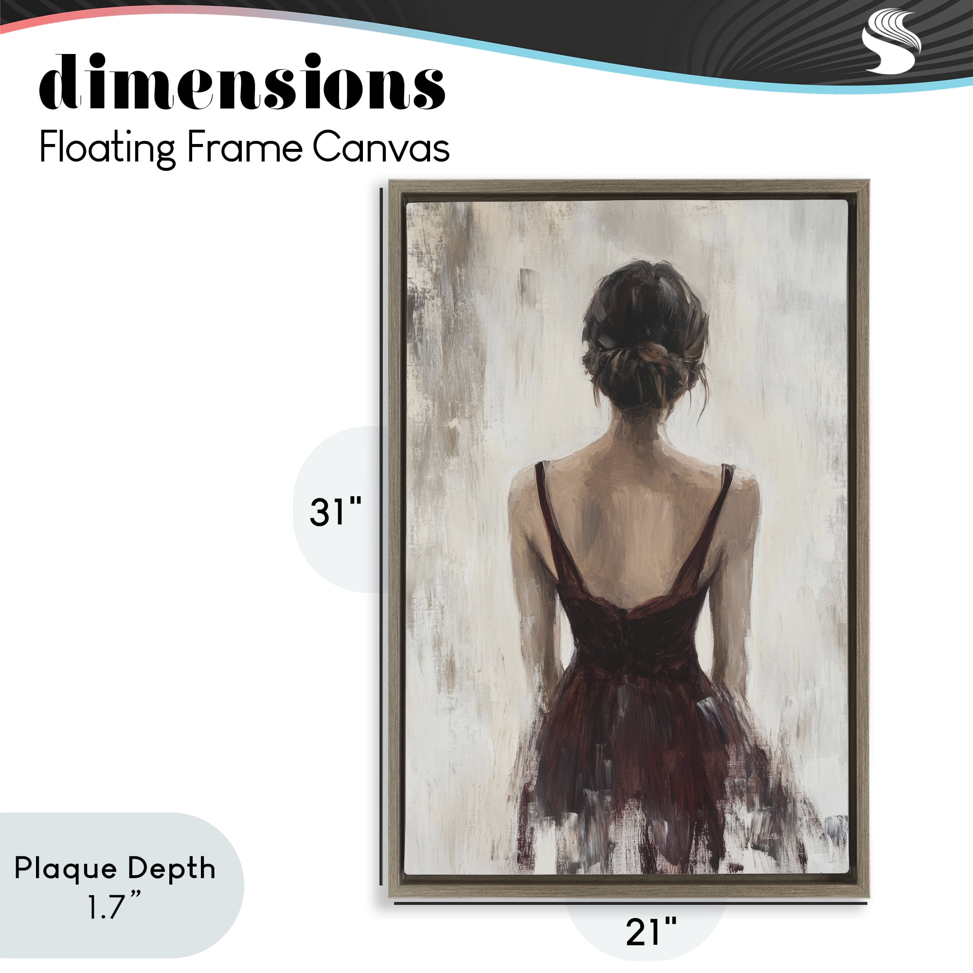 Stupell Industries Portrait of Woman in Burgundy Brown Framed Floater Canvas Wall Art, design by Petal Prints Design