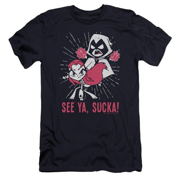 Teen Titans Go - Suckas - Premium Slim Fit Short Sleeve Shirt - Large
