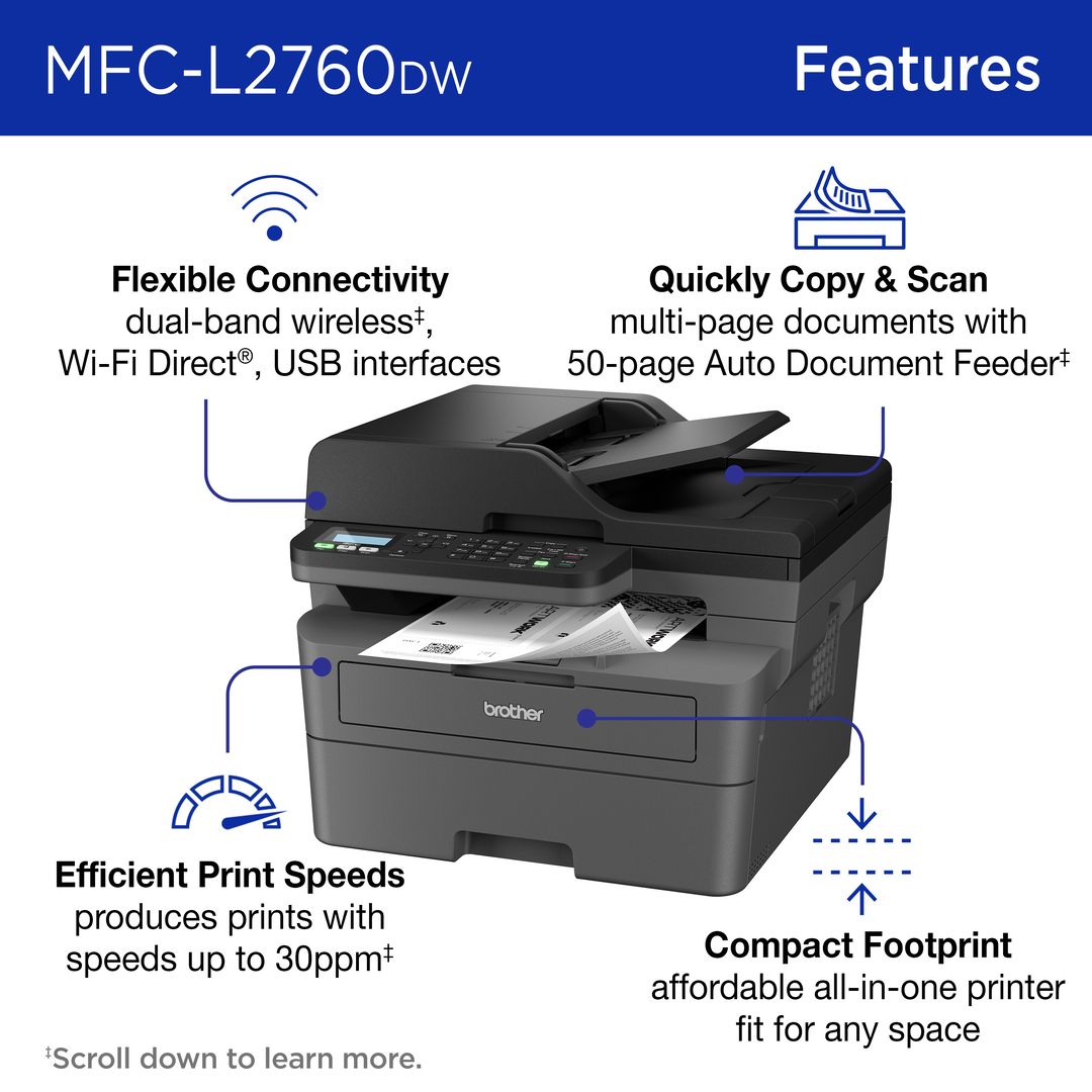 Brother MFC-L2760DW Wireless Laser All-in-One Printer photo 3