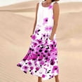 thumbnail image 2 of Birdeem Robes pour Femmes Robe Longue Sans Manches en Coton et Lin à Col Rond Imprimé, 2 of 12
