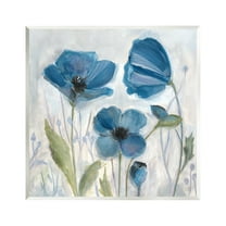 Stupell Industries Blue Garden Poppies Botanical & Floral Painting Unframed Art Print Wall Art, 12 x 12