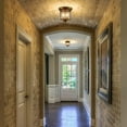 thumbnail image 2 of Antiqued Gold Flush Mount Ceiling Light Glass Shade Mid Century Modern 2-Light, 2 of 7