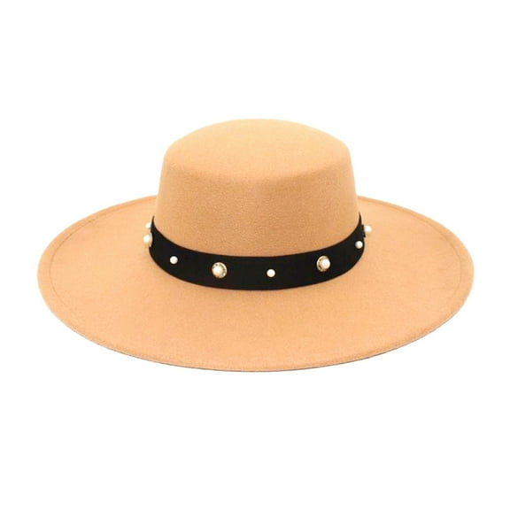 Yigetop Felt Cowboy Hat for Women Fedora Hats for Men Women Elegant Winter Wool Bucket Hat Vintage Cloche Bowler Hats Wide Brim Hats with Buttons Decoration Fedora Hats for Men A one Size
