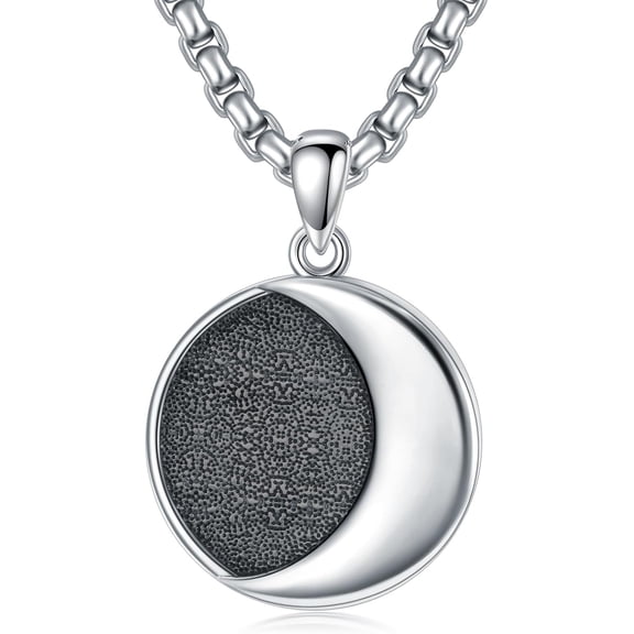 DVEATR Moon Necklace 925 Sterling Silver Crescent Moon Coin Pendant Necklaces Jewelry Gift for Men Women