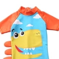 thumbnail image 3 of Traje de baño de una pieza de manga corta con protección solar para playa, aguas termales, traje de baño con sombrero para niño pequeño, dinosaurio azul y blanco, M (80-90 cm, 10-13 kg), 3 of 5